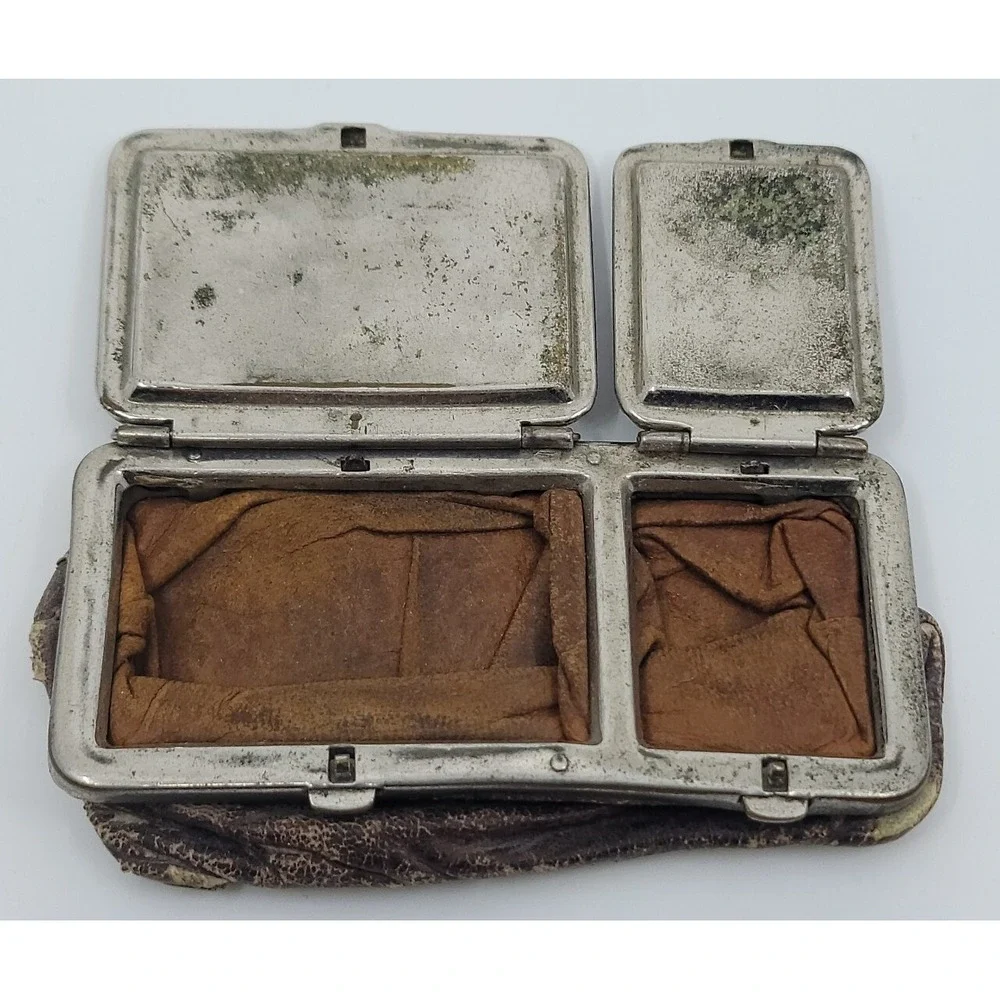 Vintage‎ Art Nouveau World Currency Leather Coin Bag Pouch Early Antique